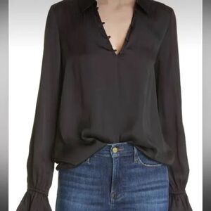 Paige Resa Satin Bell Sleeve Blouse Size Small